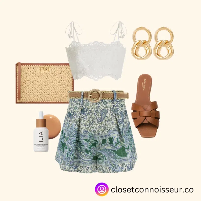 SAINT LAURENT Tribute Woven Leather Flat Sandals In Brown