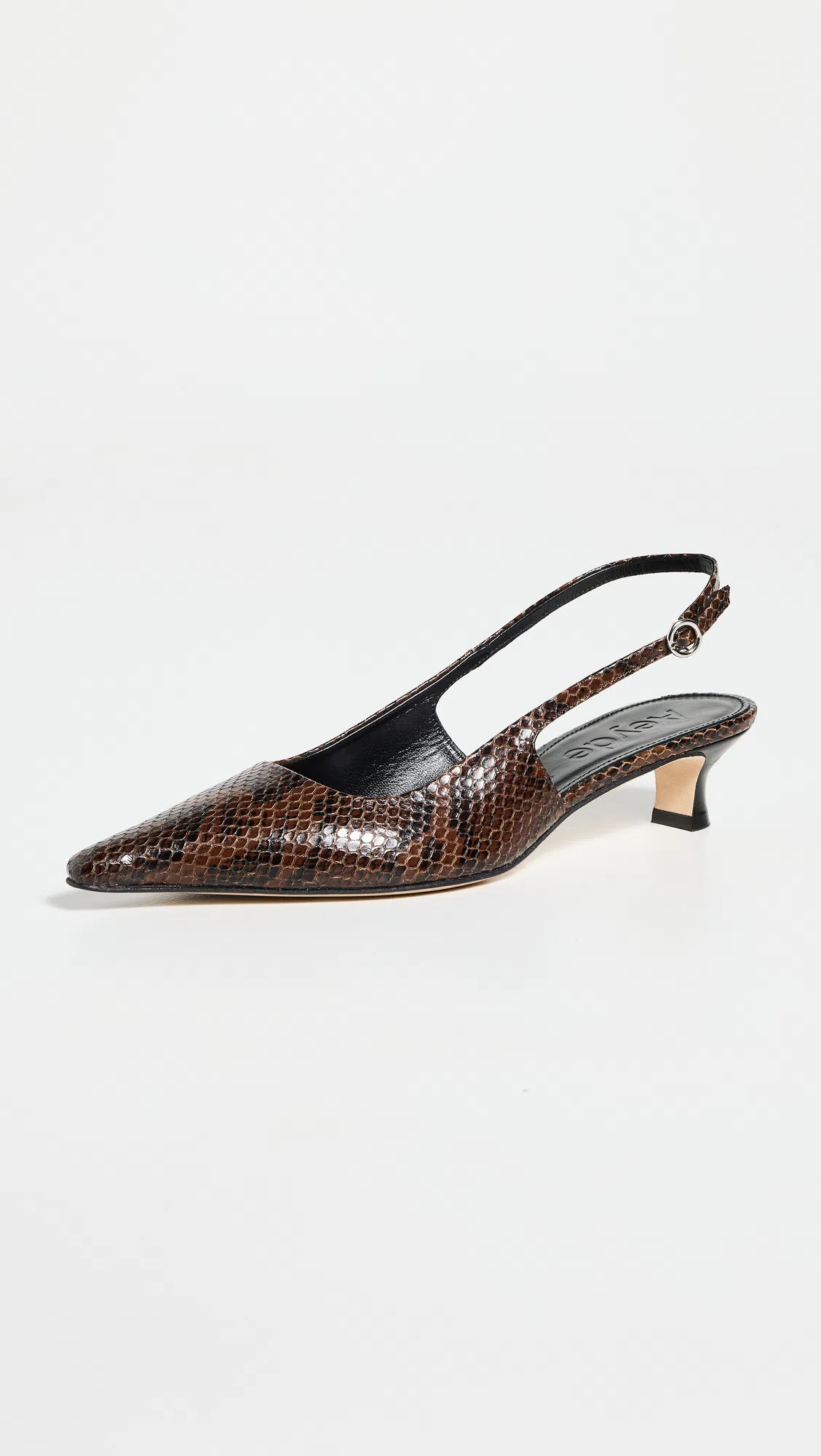 AEYDE Catrina 40 Snake-effect Leather Slingback Pumps In Black