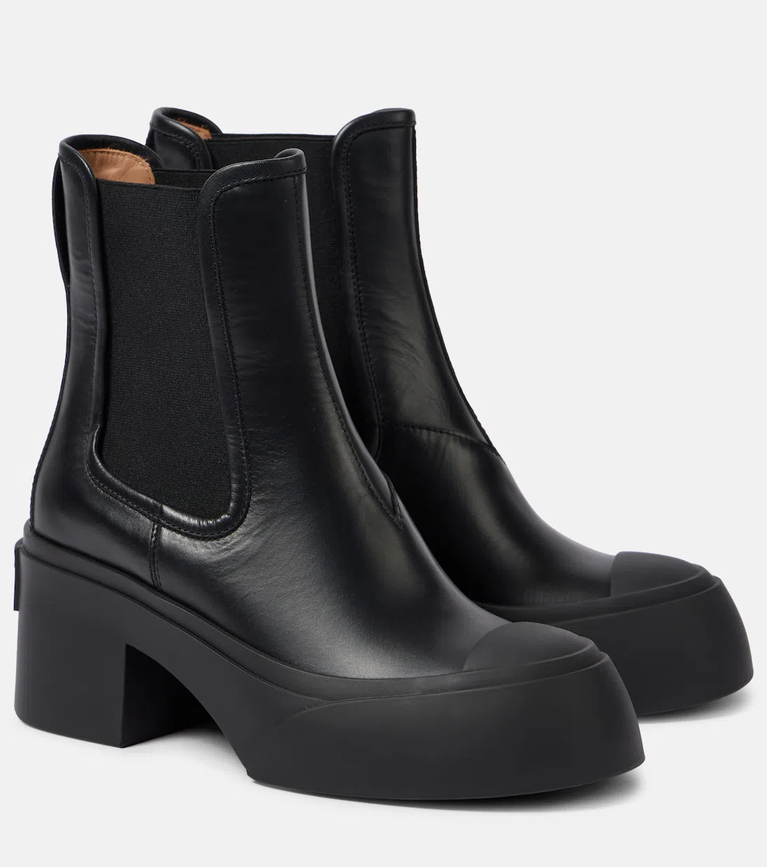 MARNI 60mm Leather Chelsea Boots In Black