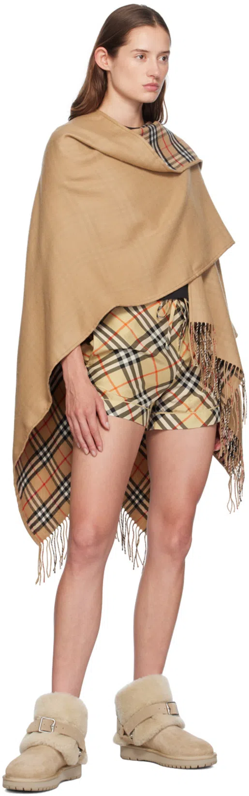 BURBERRY Chubby Snow Boots In Suede And Beige Shearling Women In Neutral