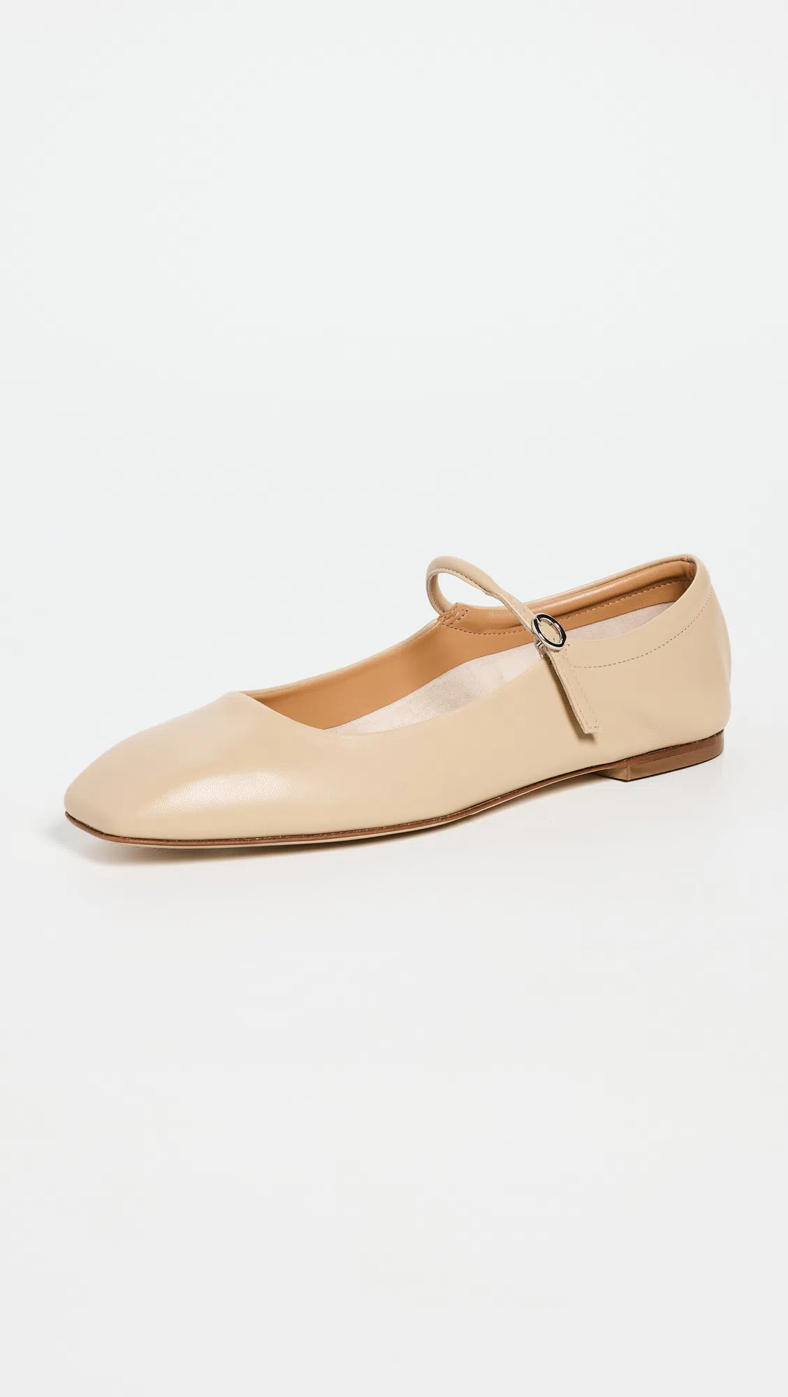 AEYDE Uma Metallic Mary Jane Ballerina Flats In Beige