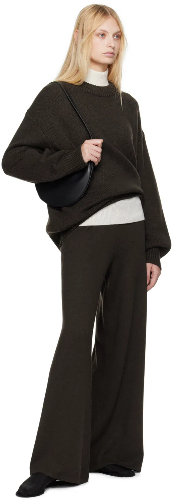 THE ROW Stella Shearling-lined Leather Ballet Flats In Brown