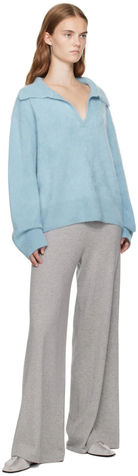 TOTÊME Knitted Bow Ballerina Flats In Matte Silver