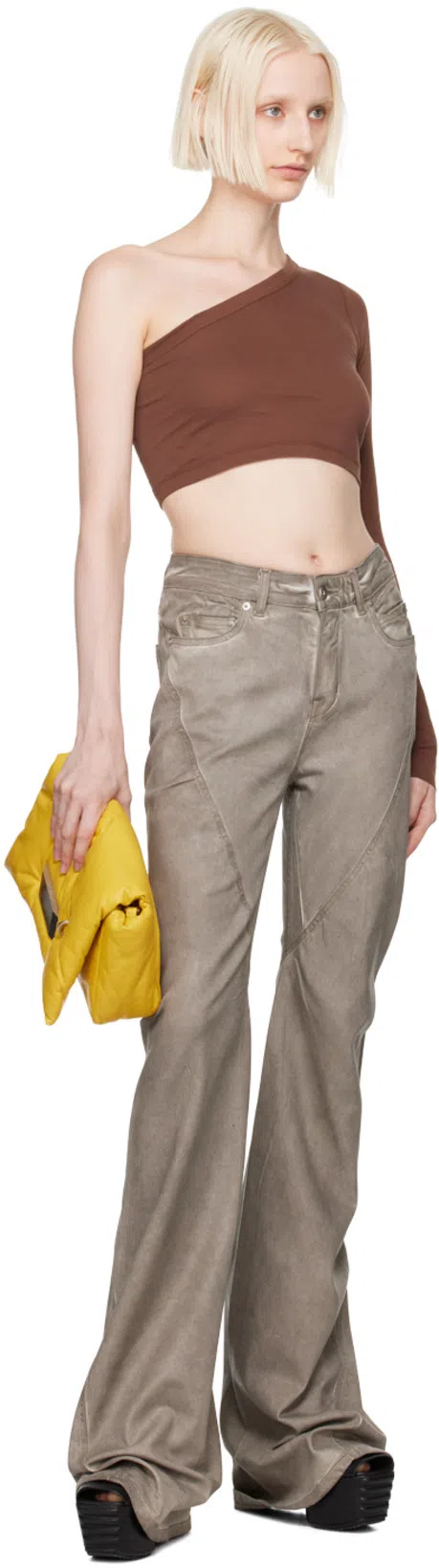 RICK OWENS DRKSHDW Gray Porterville Bias Bootcut Jeans In 34 Dust