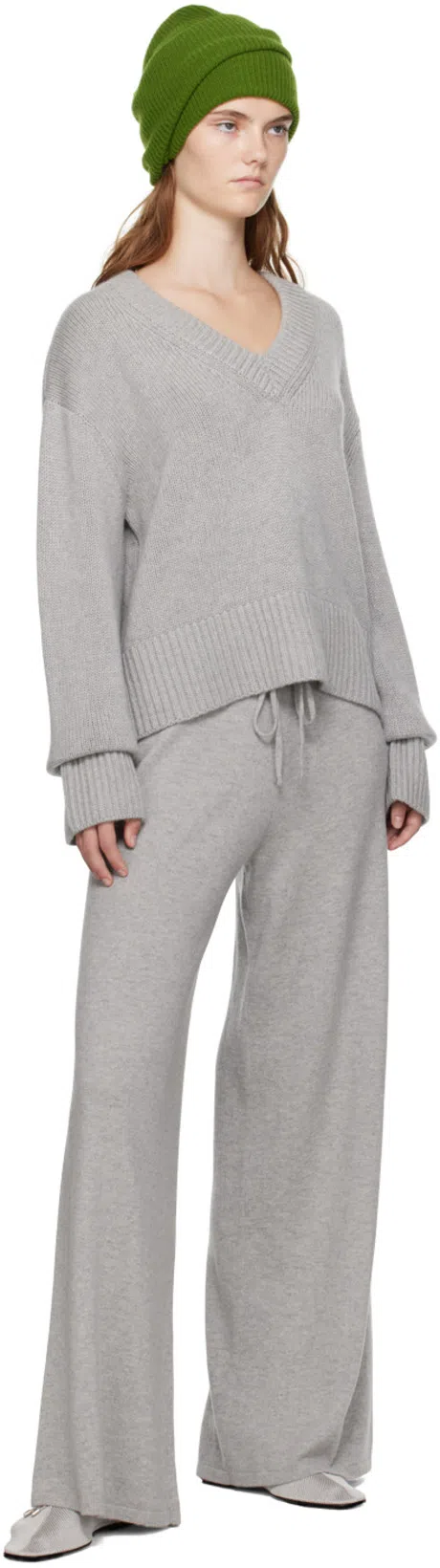 TOTÊME Knitted Bow Ballerina Flats In Matte Silver