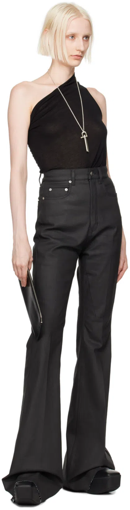 RICK OWENS Porterville Sliver Platform Beatle Ankle Short Boots In 09 Black