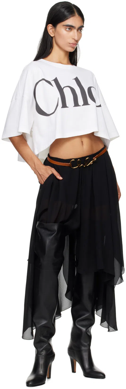 CHLOÉ Oversize Cotton T-shirt In White