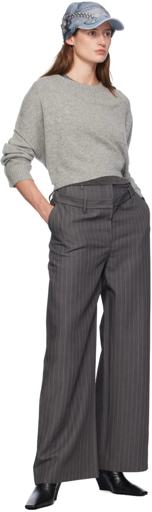 ACNE STUDIOS Deconstructed Trousers Grey Melange In 990 Grey Melange