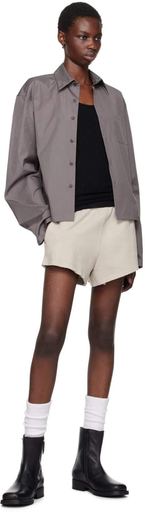 RIER Black Ribbed Tank Top In Black Silk