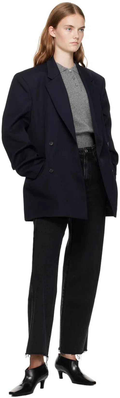 TOTÊME The Wide Shaft Glossed-leather Ankle Boots In Black