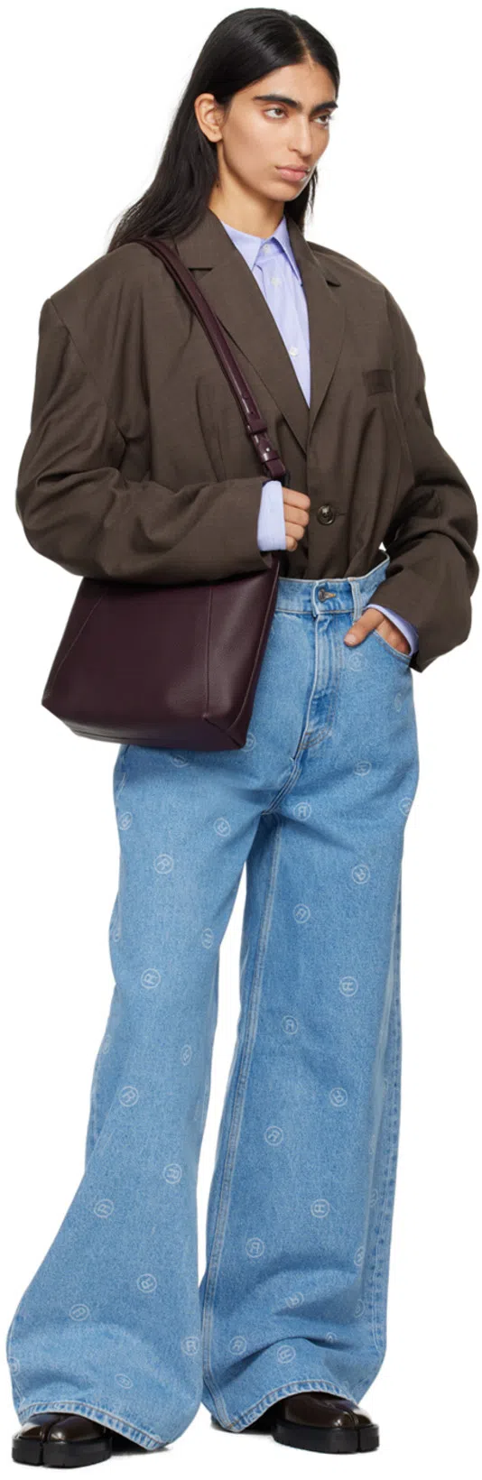 MAISON MARGIELA Light Blue Cotton Shirt With Classic Collar For Women