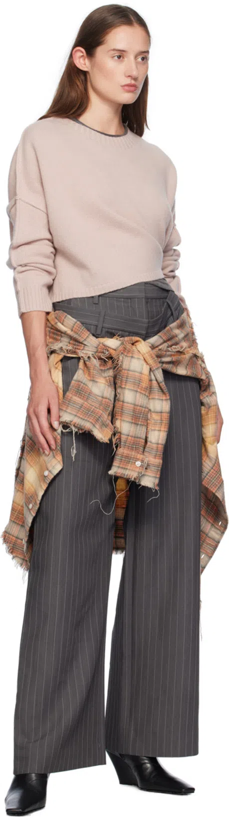 ACNE STUDIOS Deconstructed Trousers Grey Melange In 990 Grey Melange