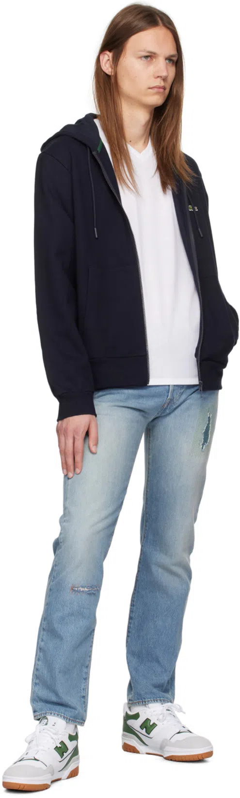 LACOSTE Classic Fit Fleece Hoodie In Black