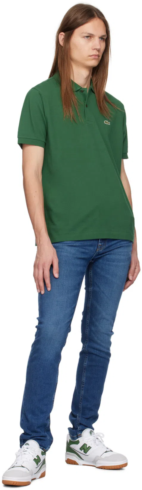 LACOSTE Stretch Pique Short-sleeve Slim Fit Polo Shirt In Green