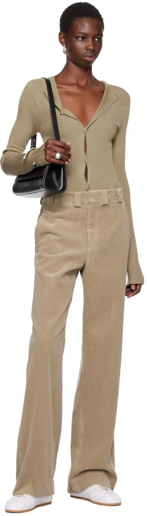 RIER Khaki Button Cardigan In Yuta