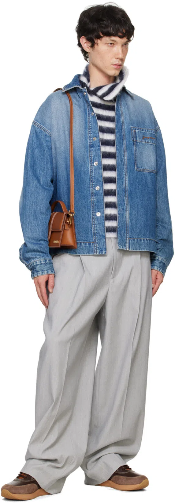 JACQUEMUS Logo-embroidered Denim Shirt In Blue