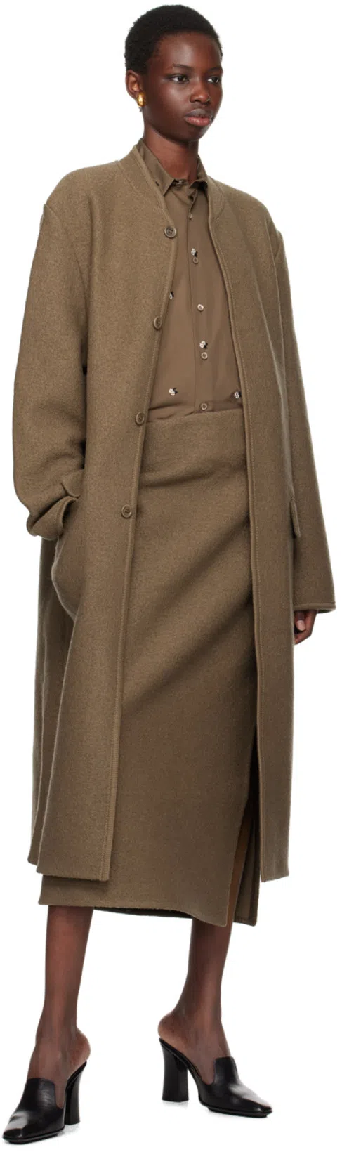 RIER Brown Flowers Popeline Shirt In Castoro