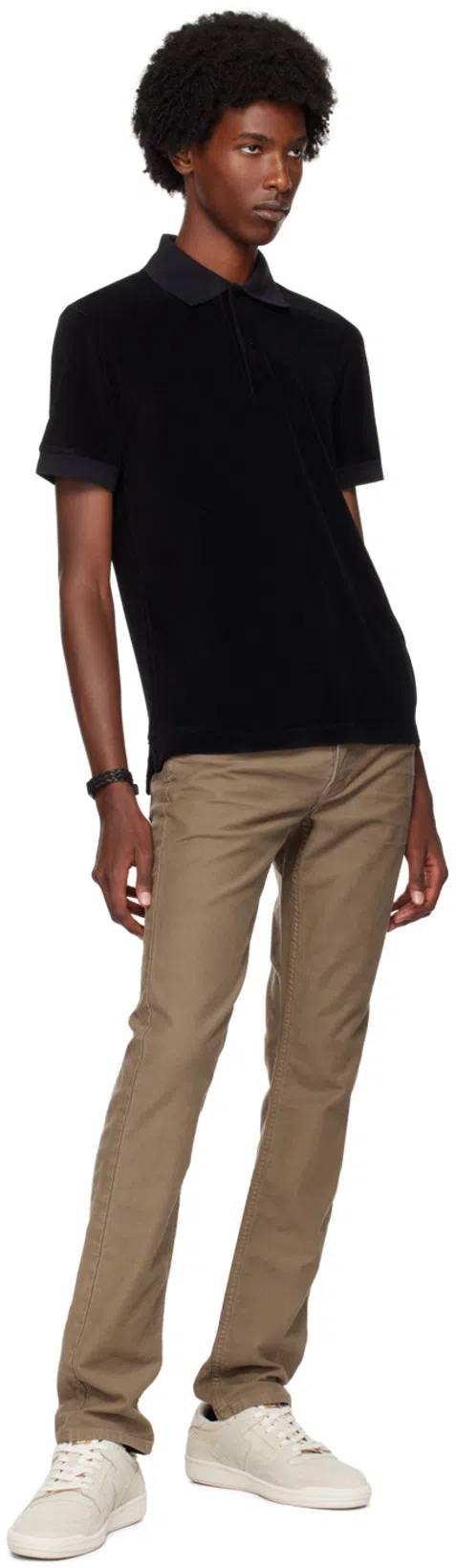 TOM FORD Black Woven Leather T Bracelet