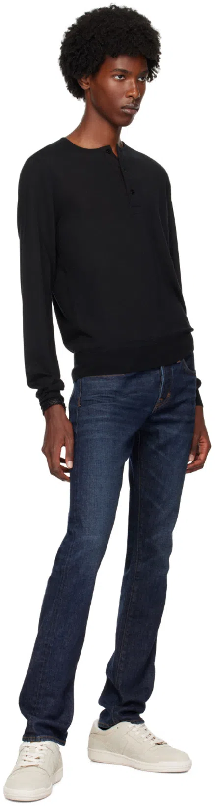 TOM FORD Black Woven Leather Bracelet