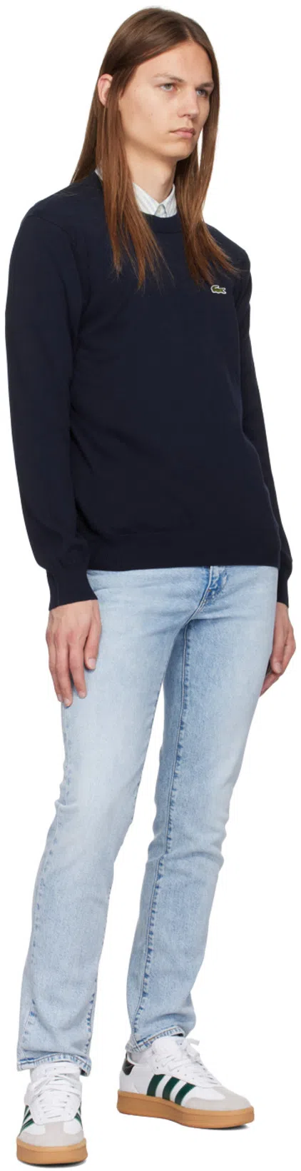 LACOSTE Live Cotton Fleece Sweatshirt Navy Blue In Blu Blu E Verdi