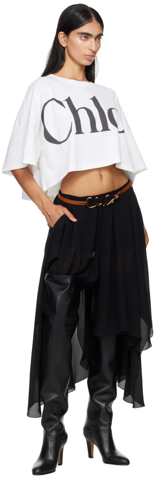 CHLOÉ Oversize Cotton T-shirt In White