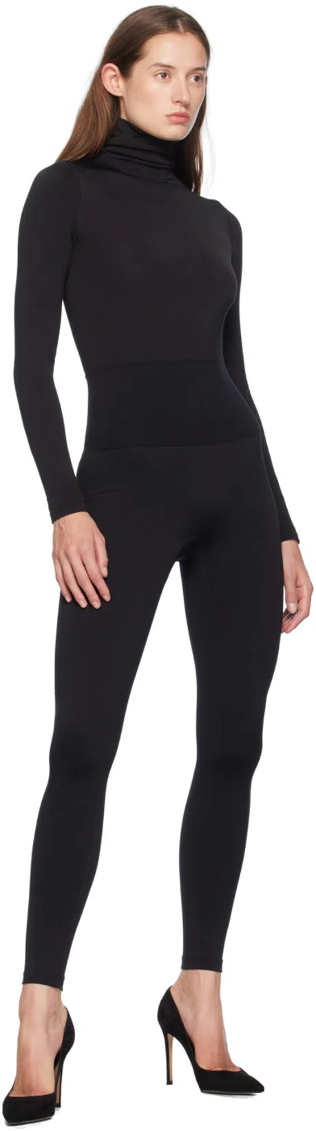 WOLFORD Ribbed Seamless Leggings Elastic Waistband In Black