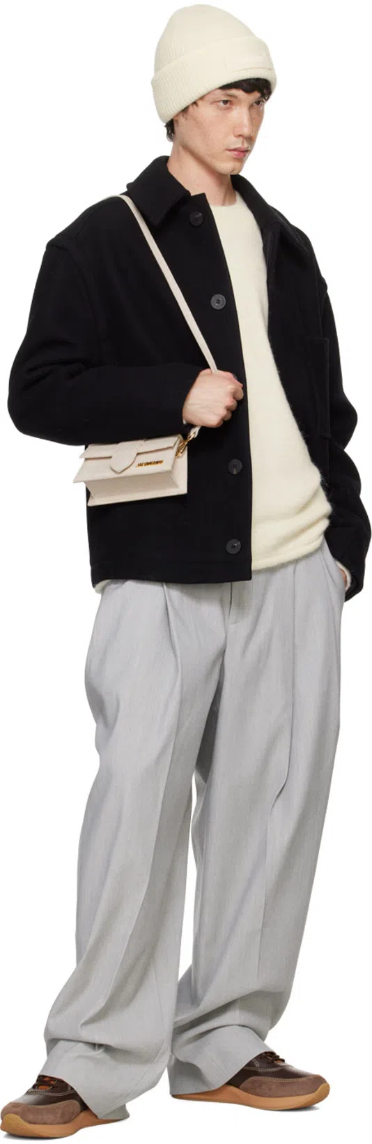 JACQUEMUS Logo Knit Sweater In Light Beige