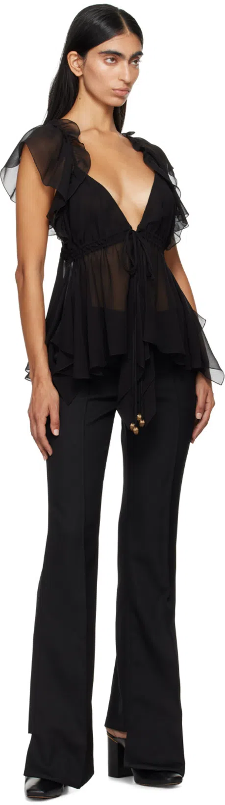 CHLOÉ Straight Leg Wool Crepe Trousers In Purple