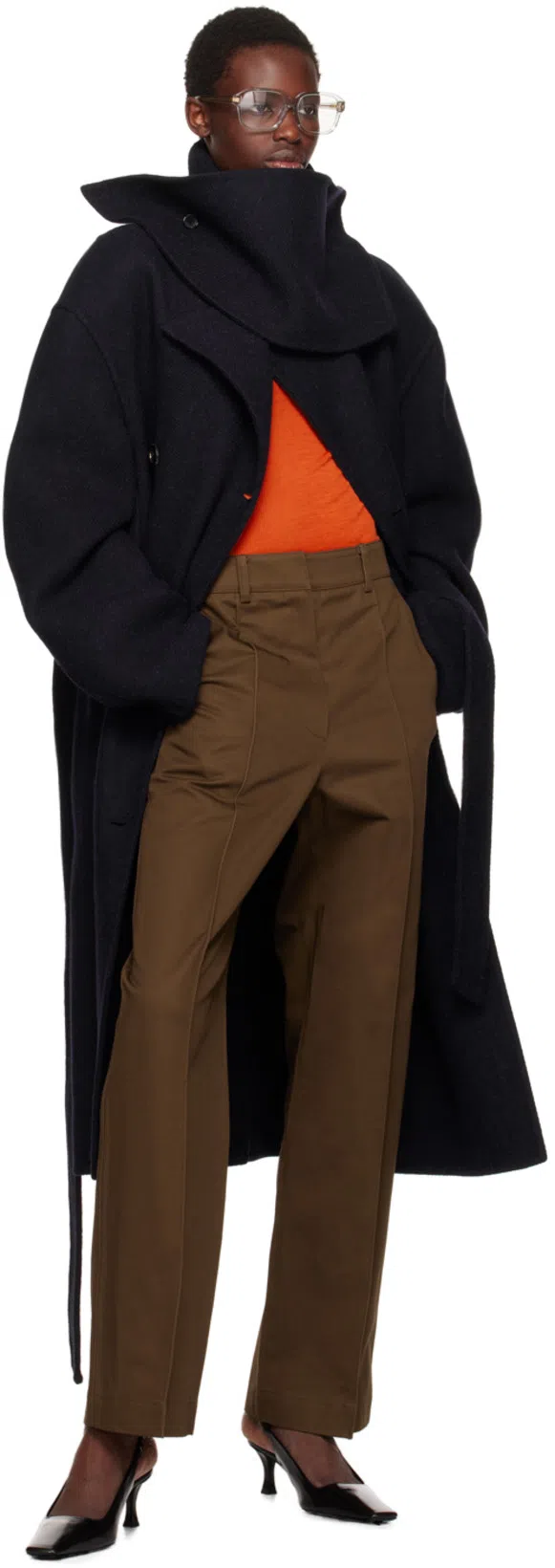 RECTO Orange Overlaid Logo Turtleneck