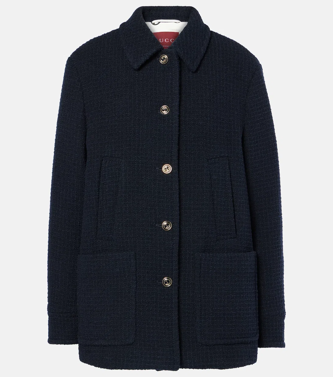 GUCCI Wool-blend Bouclé-tweed Coat In Black