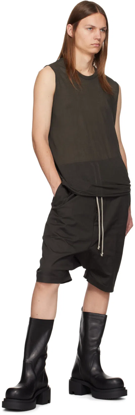 RICK OWENS Gray Porterville Basic Tank Top In 78 Drkdust
