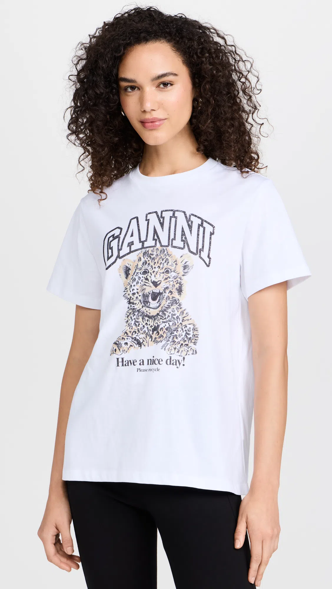 GANNI Leopard Print Relaxed Jersey T-shirt In Rosa