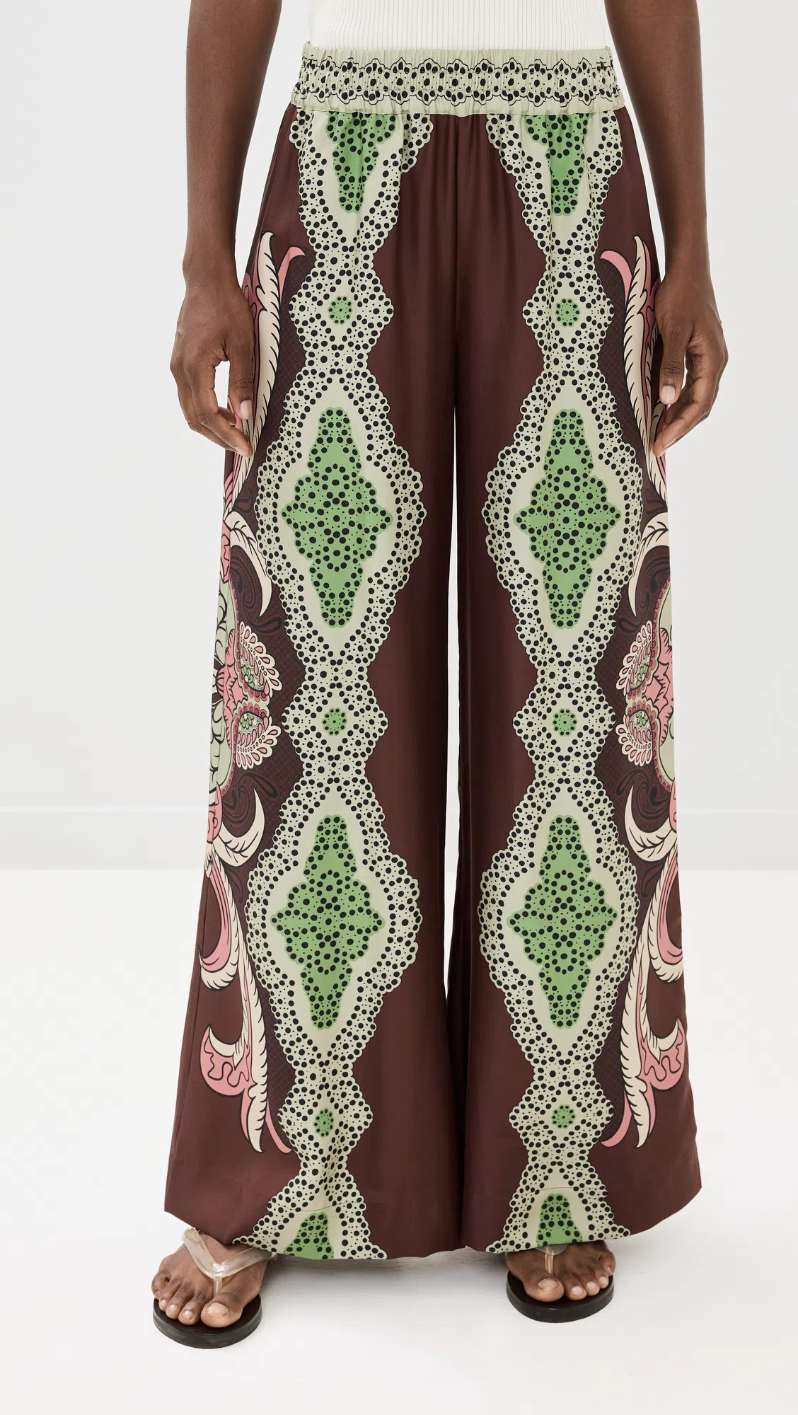 LA DOUBLEJ Palazzo Pants In Portal Placée Brown