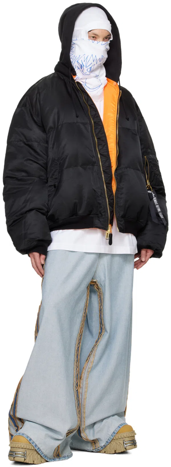 VETEMENTS Black Quilted Hooded Reversible Bomber Jacket