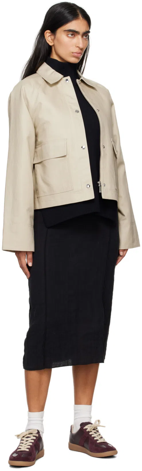 TOTÊME Organic Cotton Cropped Jacket In Sand