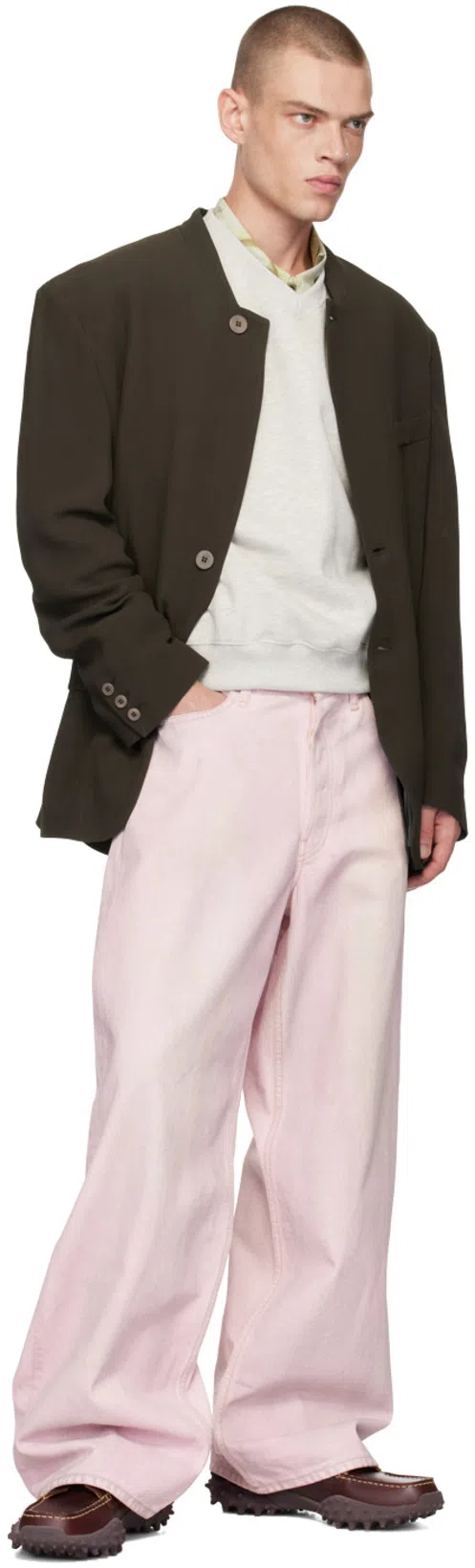 ACNE STUDIOS 1981m Wide-leg Distressed Jeans In Pale Pink