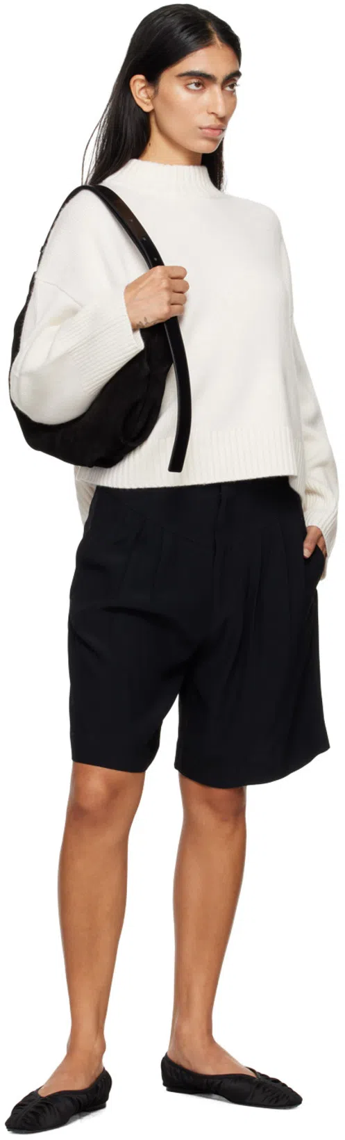 TOTÊME Womens Black The Gathered Square-toe Satin Flats