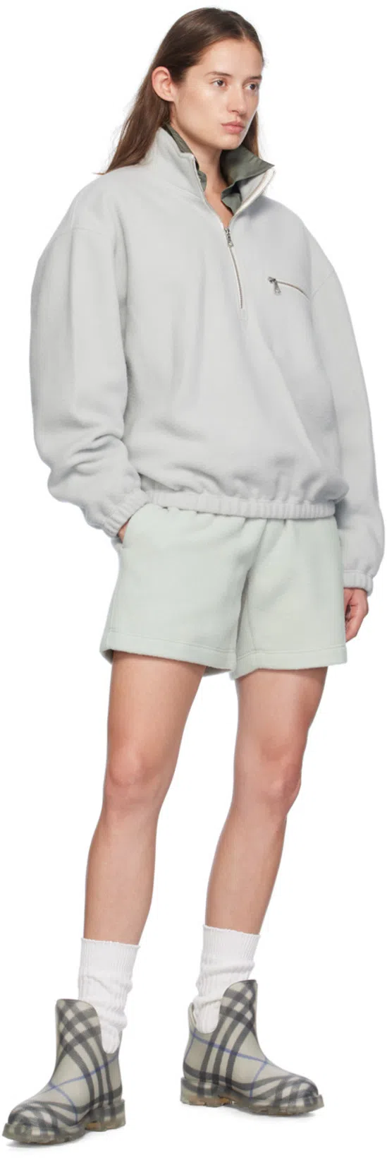 RIER Elastic Waistband Wool Shorts In White