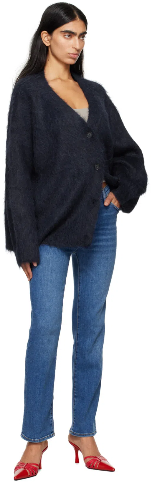 PARIS TEXAS Nadia 85 Lizard Print Leather Mules In Red