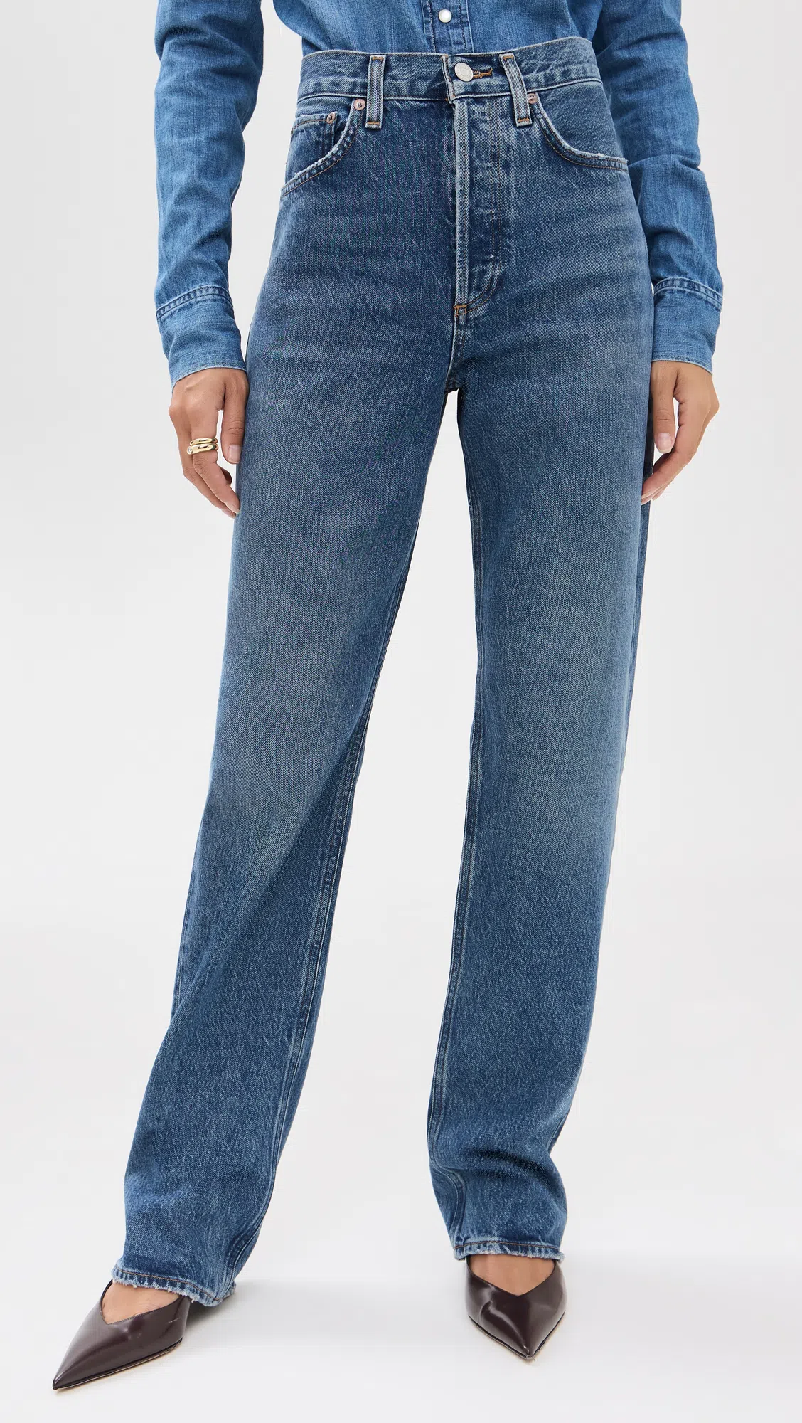 AGOLDE Valen Straight Leg Jeans With Faded Wash In Blue