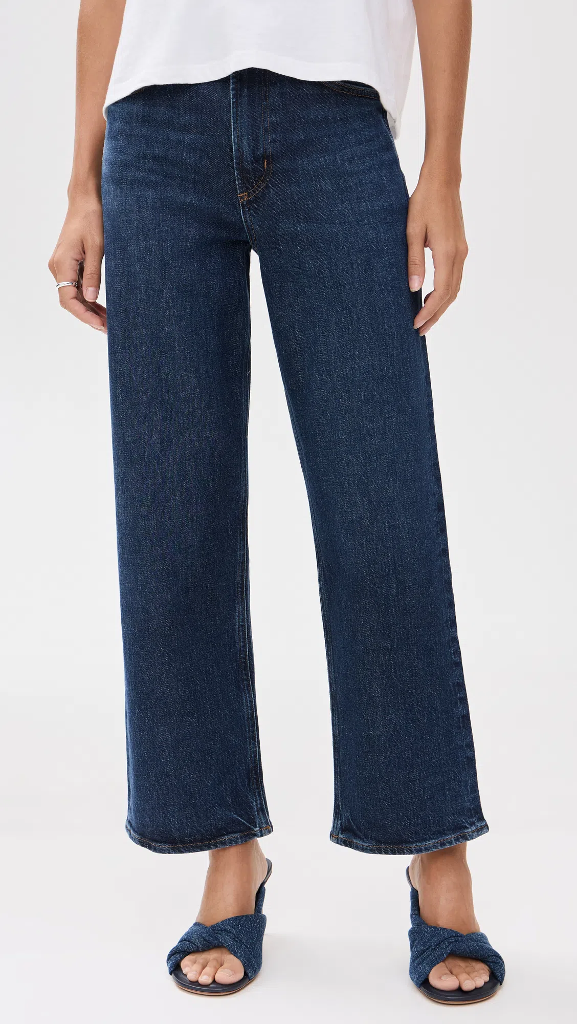 AGOLDE Wide-leg Denim Trousers With Metal Buttons In Blue