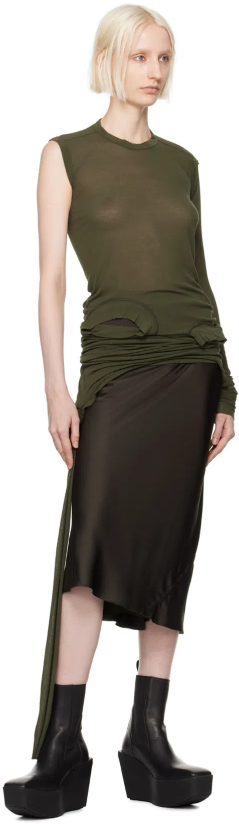 RICK OWENS Porterville Sliver Platform Beatle Ankle Short Boots In 09 Black