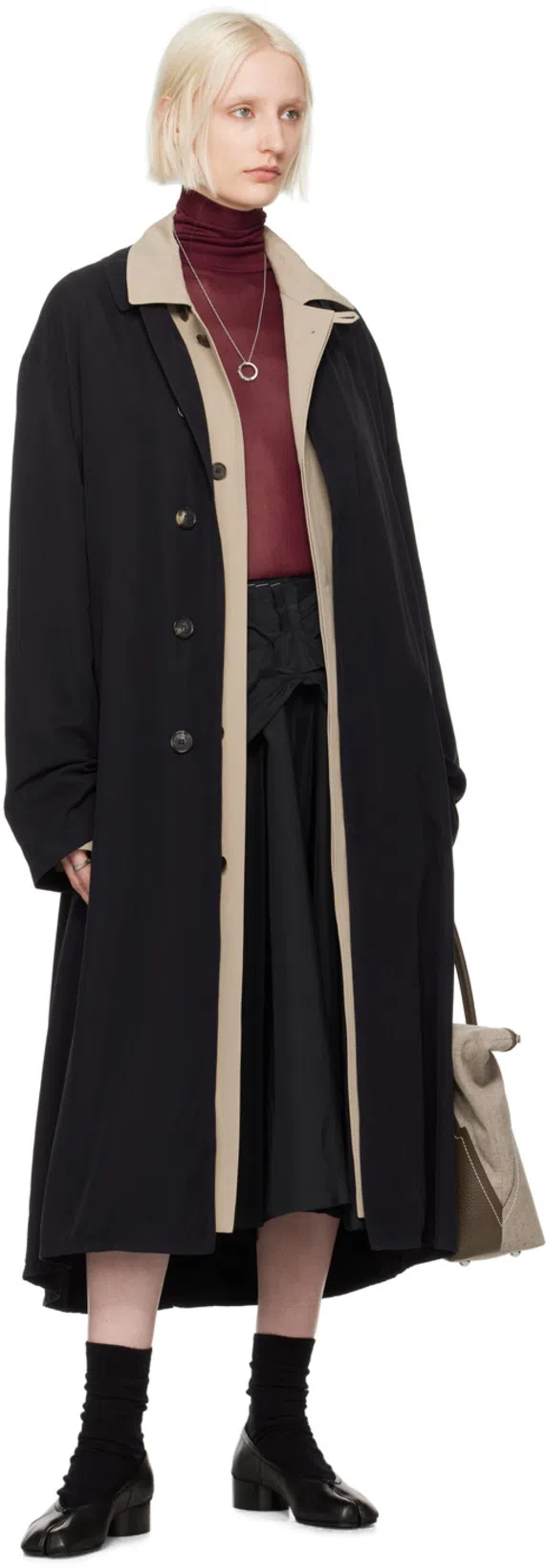 MAISON MARGIELA Split-toe Design Black Lambskin Pumps With Calfskin Lining