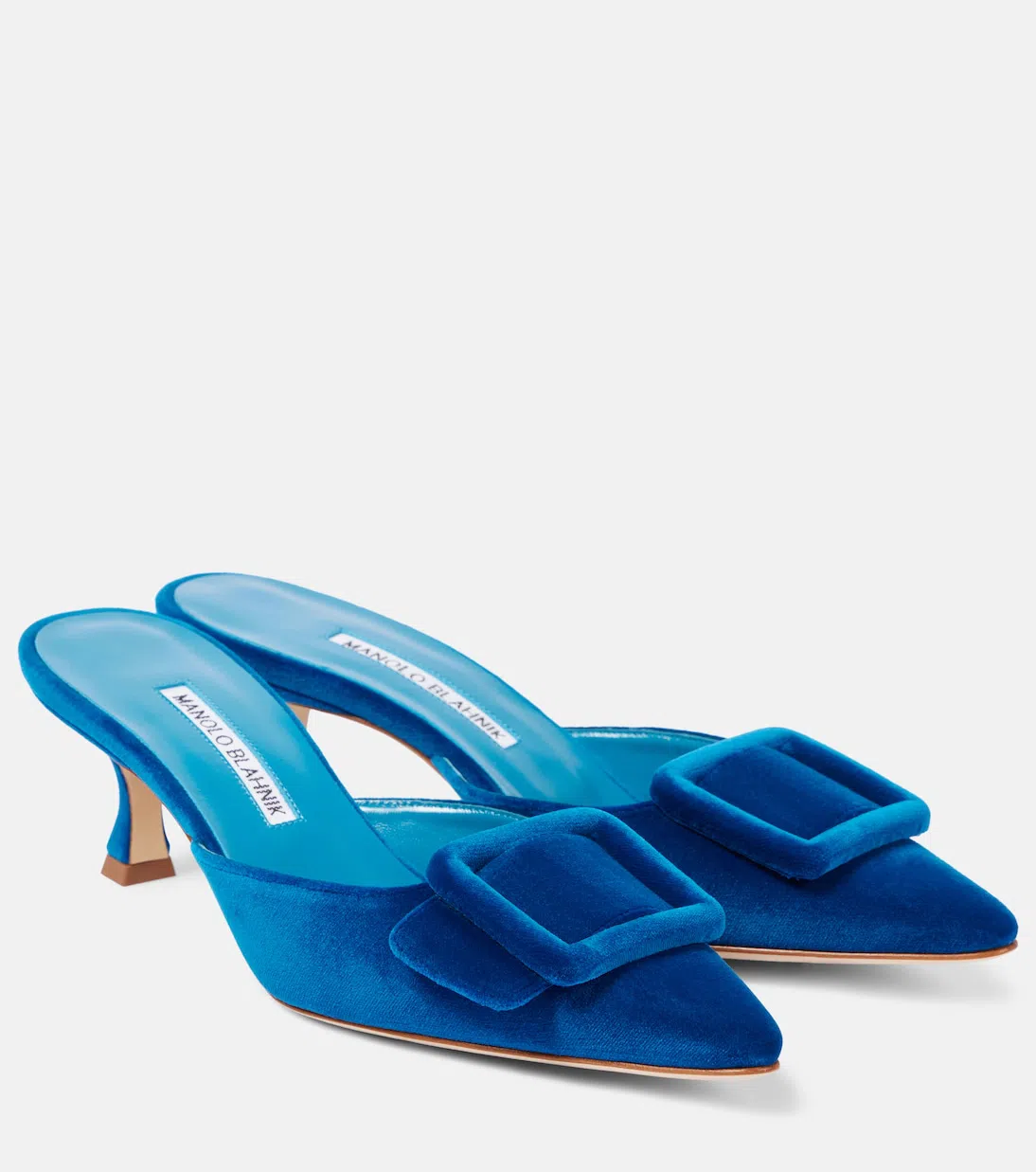 MANOLO BLAHNIK 50mm Maysale Suede Mules In Blue