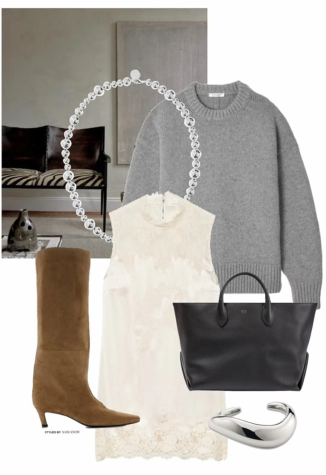 THE ROW Ophelia Wool & Cashmere Knit Sweater In Grey