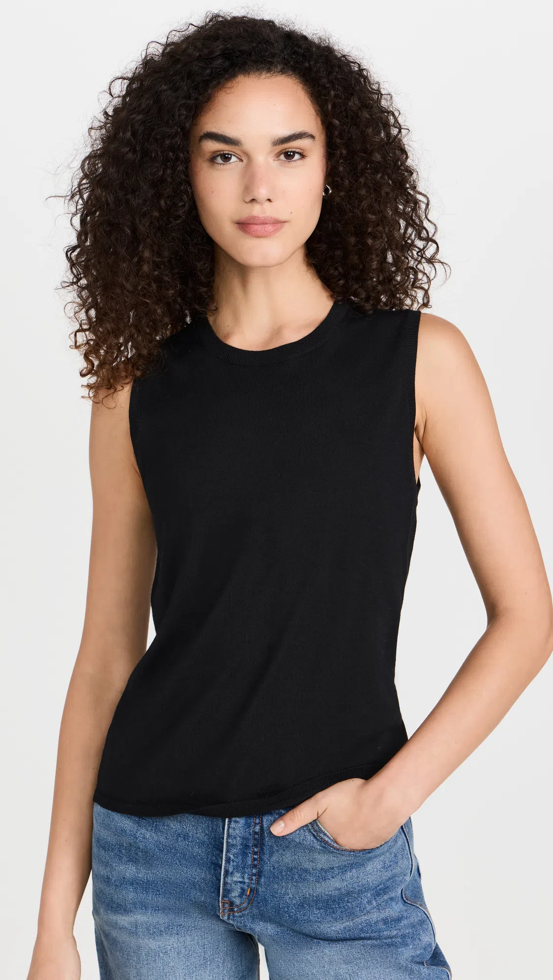 THEORY Black Crewneck Top With Ruched Details On The Front