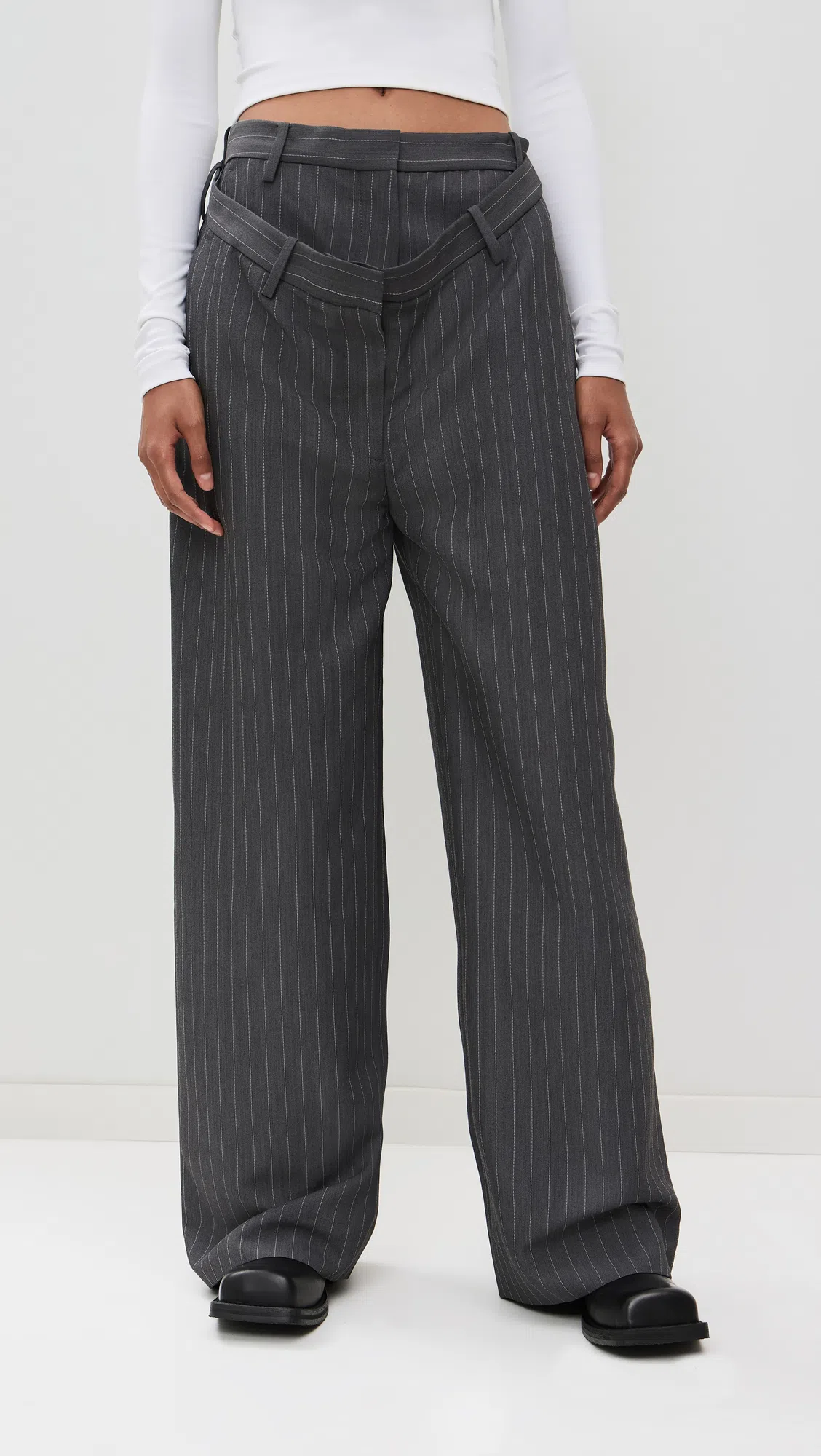 ACNE STUDIOS Deconstructed Trousers Grey Melange In 990 Grey Melange