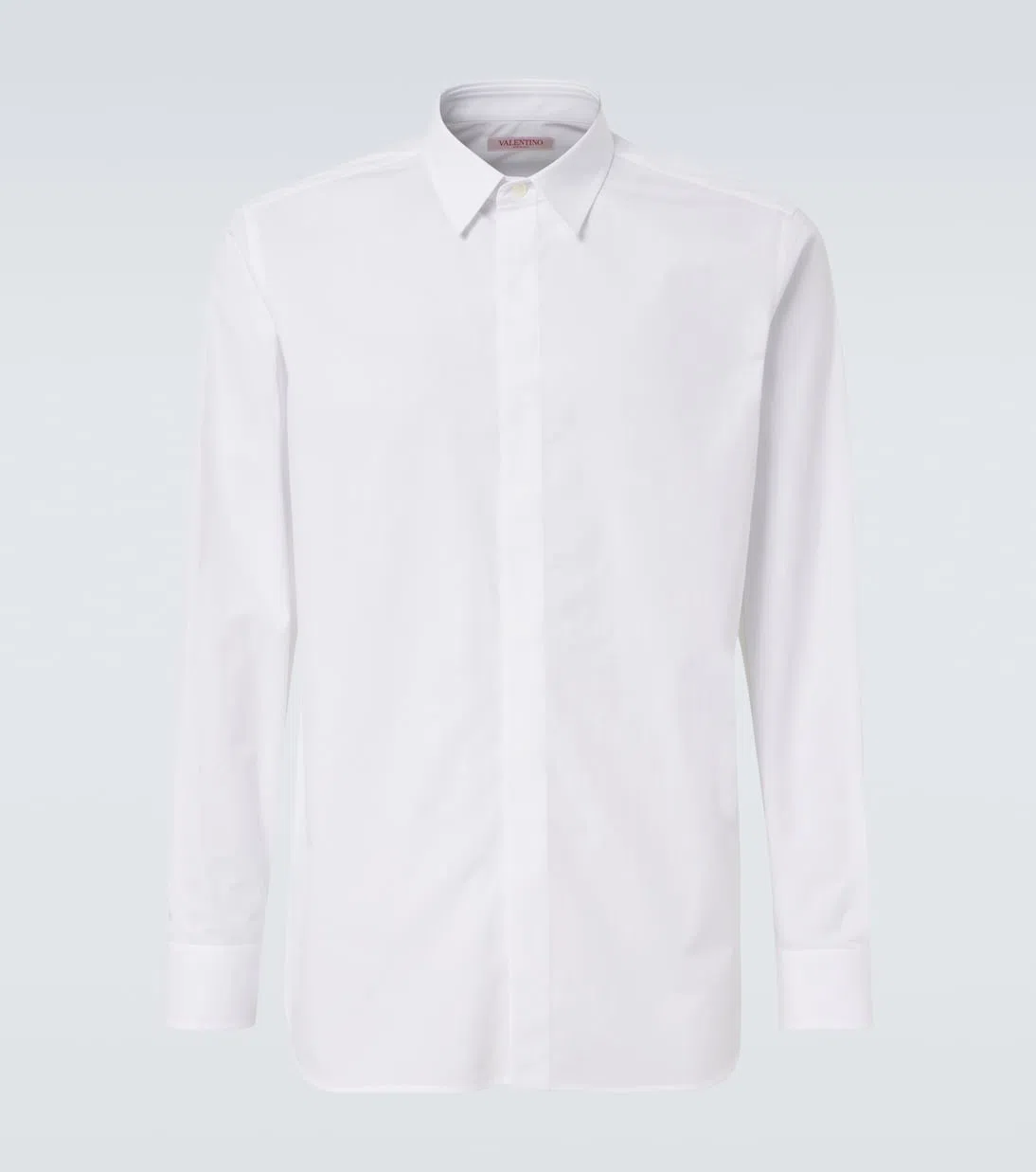 VALENTINO White Spread-collar Cotton-poplin Shirt