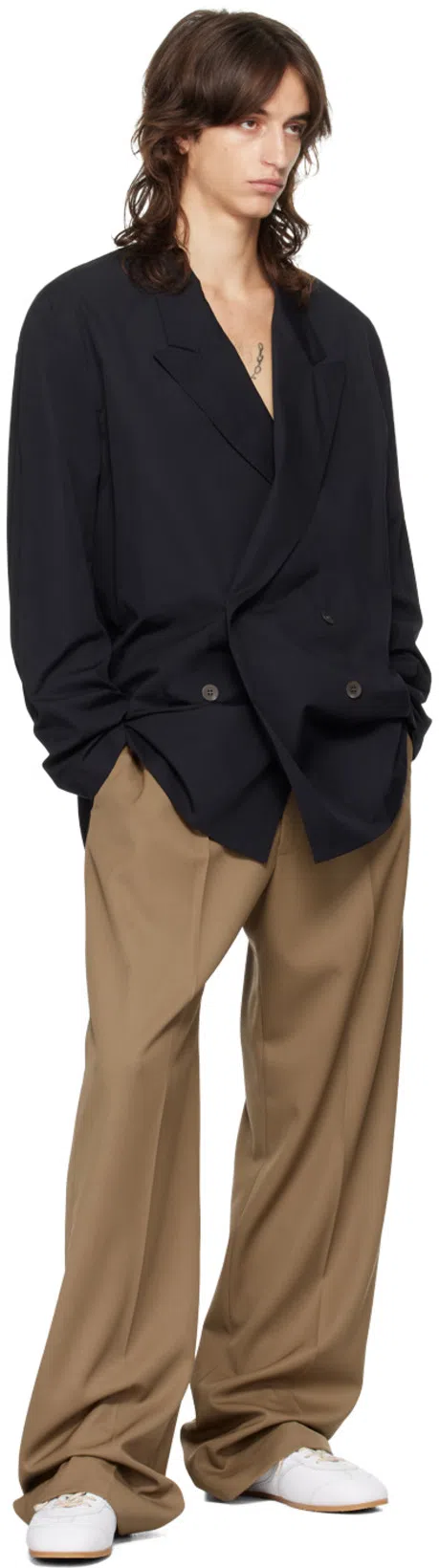 DRIES VAN NOTEN Double-breasted Black Cotton Jacket