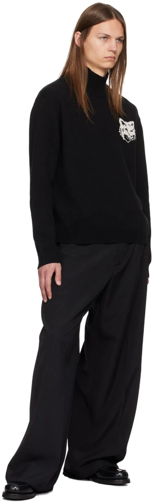MAISON KITSUNÉ Maison Kitsune Fox Head Wool Sweater In Black